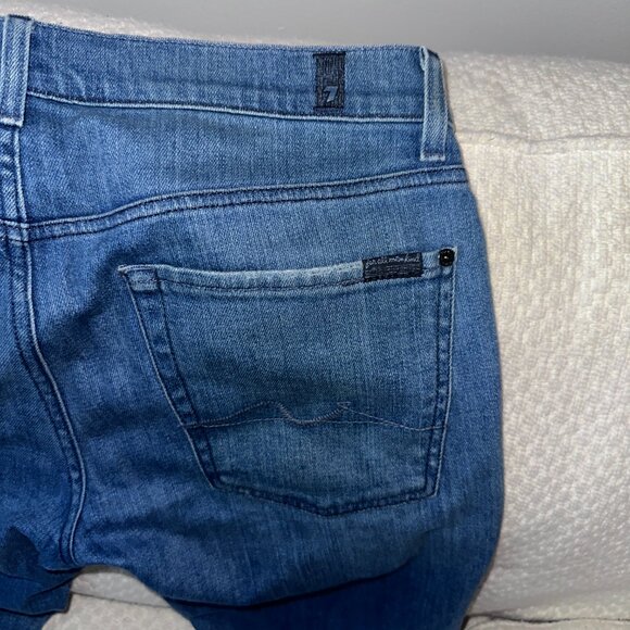 Mens' 7 (Seven) For Mankind Light Denim Slimmy Jeans - Tattered - 33/30 - Picture 9 of 13